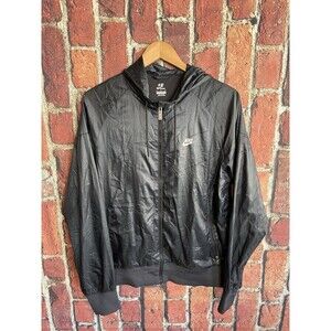 Nike Sportswear Mens Black Full Zip Windbreaker Jacket Hooded Size Medium